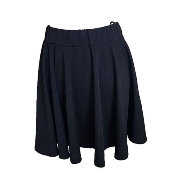 Shein Black Flowy Elastic Waist Pull on Mini Skirt Women's 14 - Picture 1 of 4